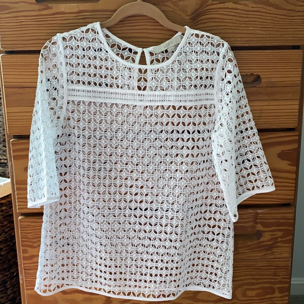 Loft white see thru blouse